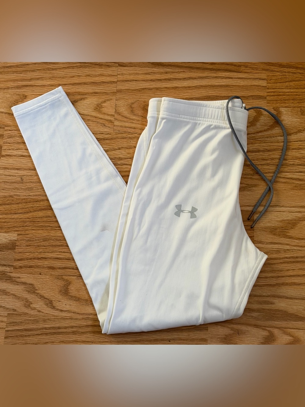 UA  Men’s Large White Compression Base Layer Leggings Athletic Training Pants
